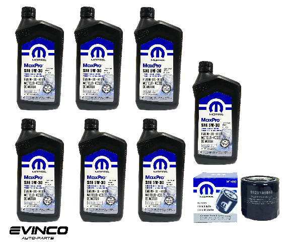 Mopar Maxpro 5W30 Synthetic Blend Motor Oil 7 Quarts and Oil