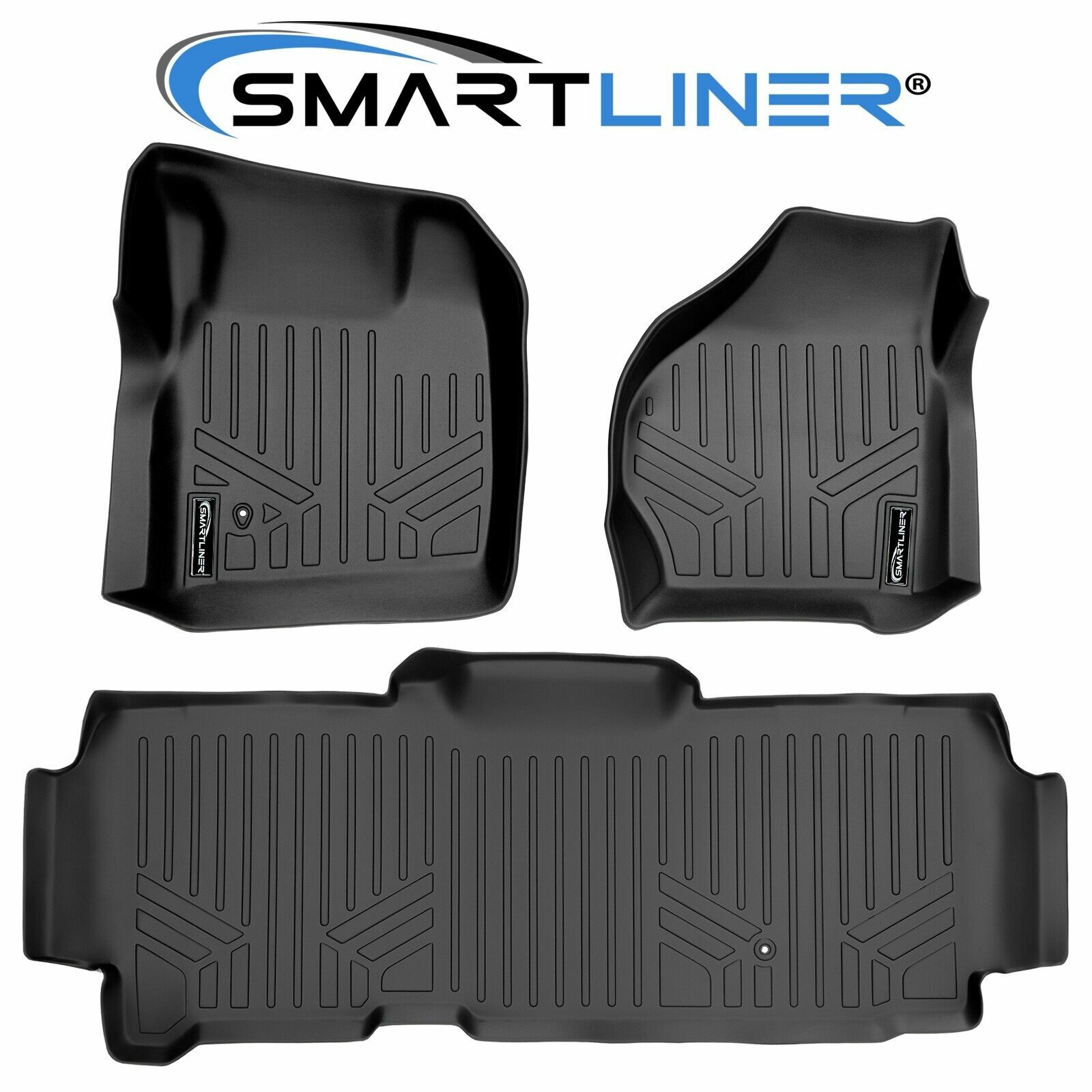 SMARTLINER Custom Fit Floor Mats 2 Row Liner for 1999-2007 Ford F-250/350 SD/SC