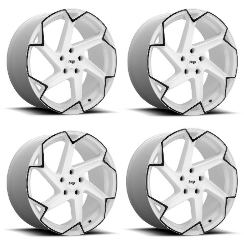 Set 4 Niche M257 Flash 20x10.5 5x112 Gloss White With Black Wheels