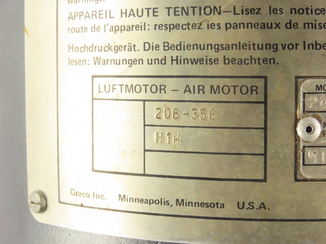 Graco 208-356 Bulldog Air Motor 209-028 mix 1:1 H1D Series Pump | eBay