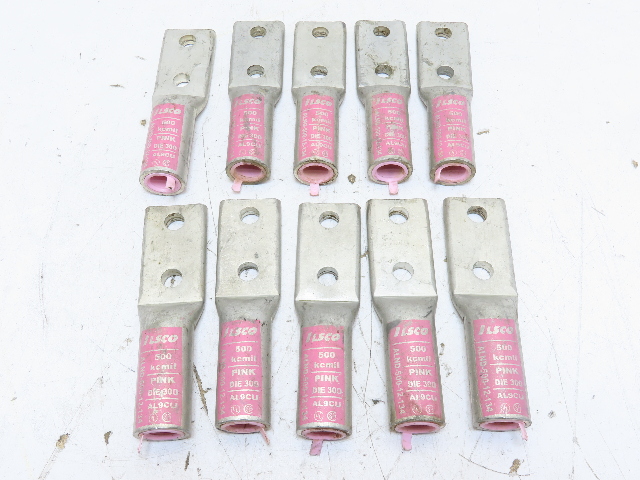 QTY 10 Ilsco ALND-500-12-134 500KCMIL MCM 2-HOLE 1/2" Stud Crimp Compression Lug