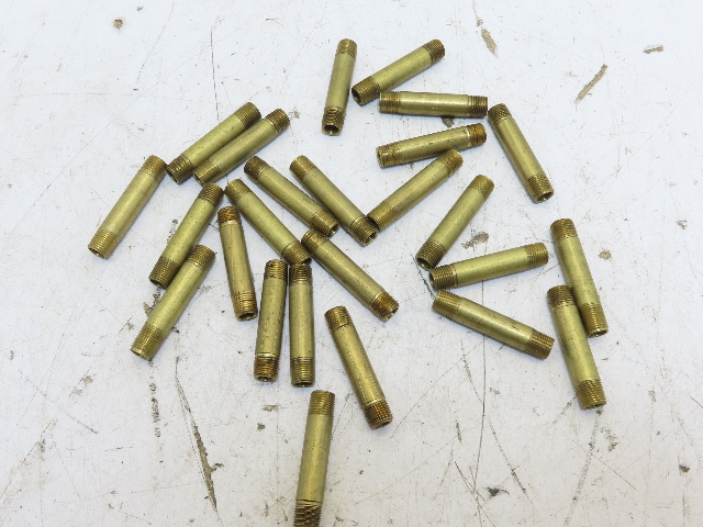 Lot of 25 1/8" NPT MNPT x 2" Long Yellow Brass Pipe Nipple