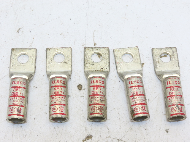(QTY 5) ILSCO CLWS-350-12 350KCMIL MCM 1/2"Stud Copper Crimp Compression Lug