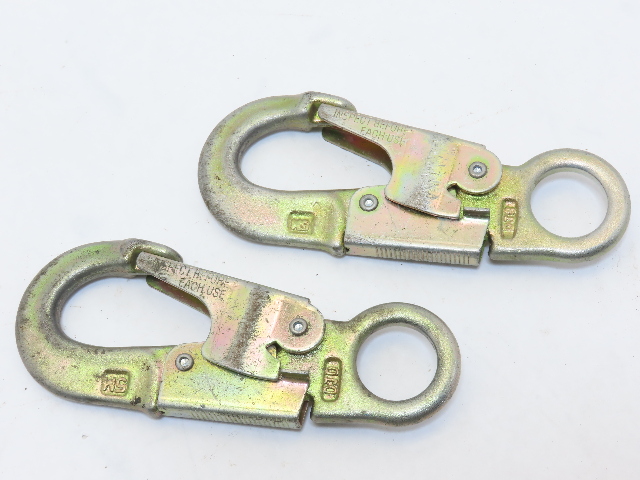Qty 2 MSA 10002490 Locking Gate Safety Snap Hook Proof Tested 3600LBS Forged USA
