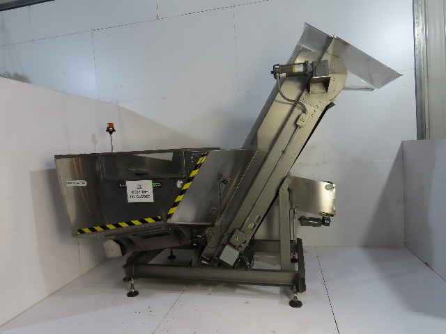 Hoppmann SS Stainless Surge Hopper Conveyor Wide Belt Elevating Prefeeder