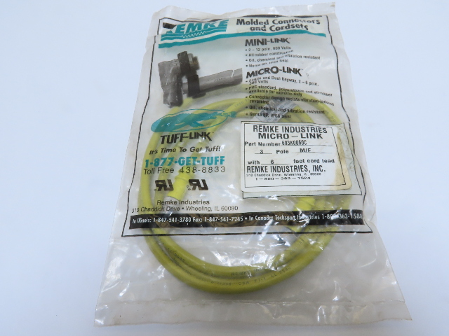 Remke 603K0060C Micro-Link 3 Pole Cordset Cable