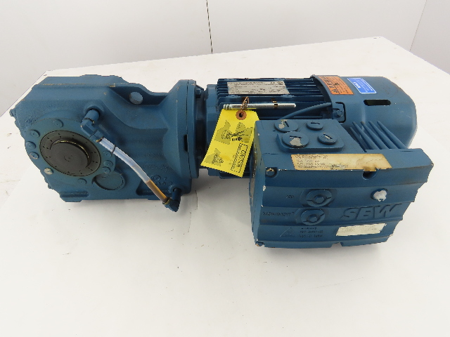 SEW-EURODRIVE 1HP 12-78RPM 22:1 Gear Motor Invertor Brake MM07D-503-00 380-500V