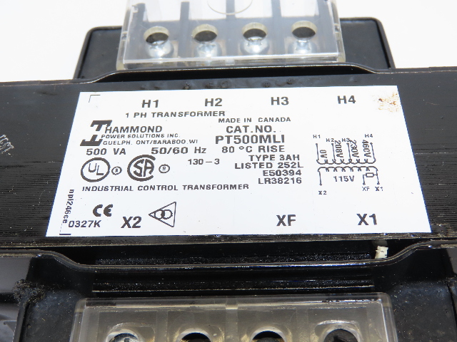 Hammond PT500MLI Industrial Control Transformer PT Series Type 3AH 500 VA .5 KVA