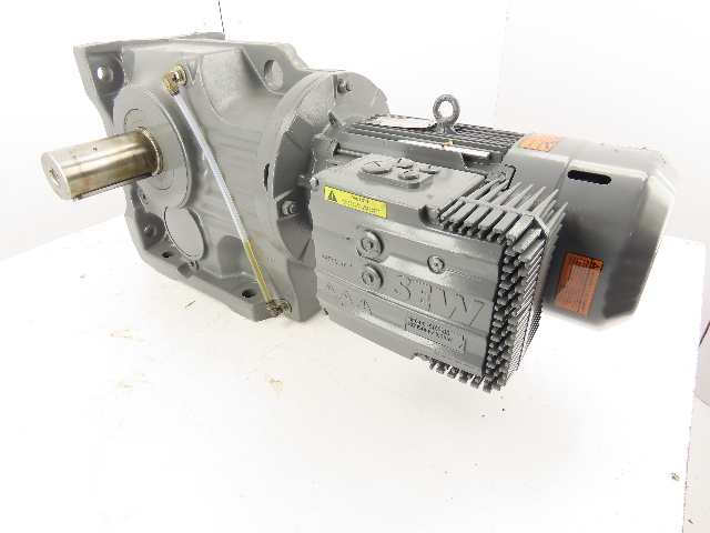 5HP 14-2.3 RPM 123.93:1 Right Angle Gear Motor Brake Inverter VFD MM30D-503-00