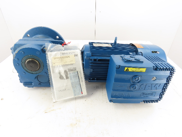 3HP 6.3-38 RPM 44.32:1 Shaft Mount Gear Motor W/Brake & Inverter MM22D-503-00