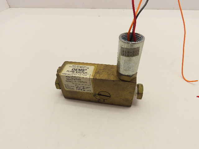 Gems 49073 FS-10798 Adjustable Flow Switch 1/2 3/8" NPT 240V N.O. 0.50 - 20 GPM