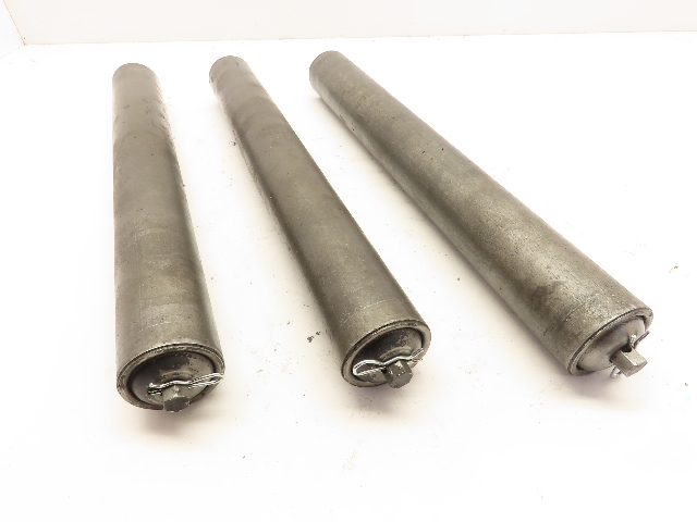 Lot of 3  HD 2"x16"Gravity Conveyor Rollers Ball Bearing 7/16"Hex Axle Saw Feed