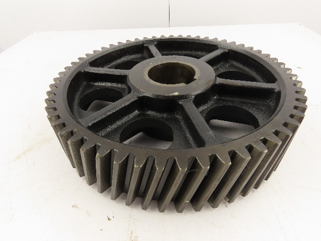 17-1/2 O.D.  3-3/4" W 57 Tooth 104LB Cast Iron Spoked Industrial Bevel Spur Gear