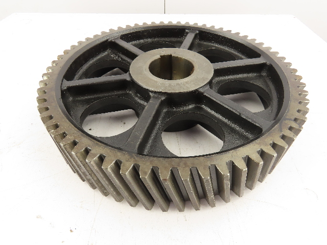 19-1/4"O.D.  3-3/4"W 63 Tooth 120LB Cast Iron Spoked Industrial Bevel Spur Gear