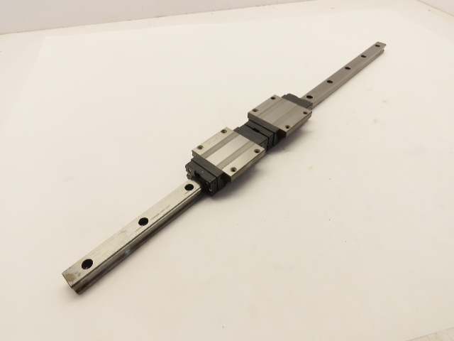 THK SHS20LC lot of 2 THK SHS20LC Linear Slide Block Bearings W/640MM Guide Rail