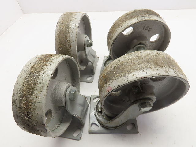 Fairbanks 136 6x2 2-Swivel 2-Ridgid Castor Wheel Set Semi Steel Cast Iron