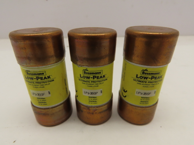 Bussmann LPJ-35SP Low-Peak Fuse Class J 35A 600VAC 300VDC Time Delay (Lot of 3)