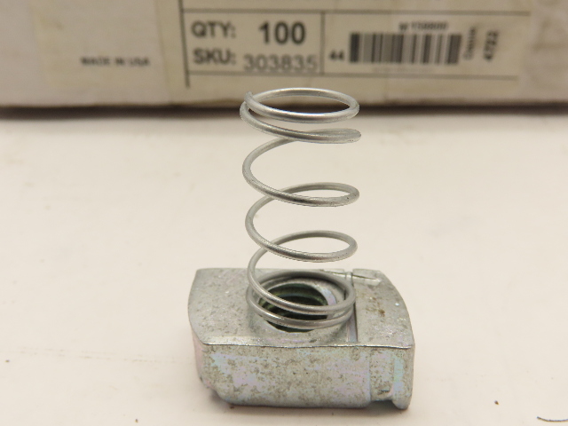 (Box/100) Unistrut P1010EG 1/2"-13 Spring Nuts Channel Strut Electro-Galvanized
