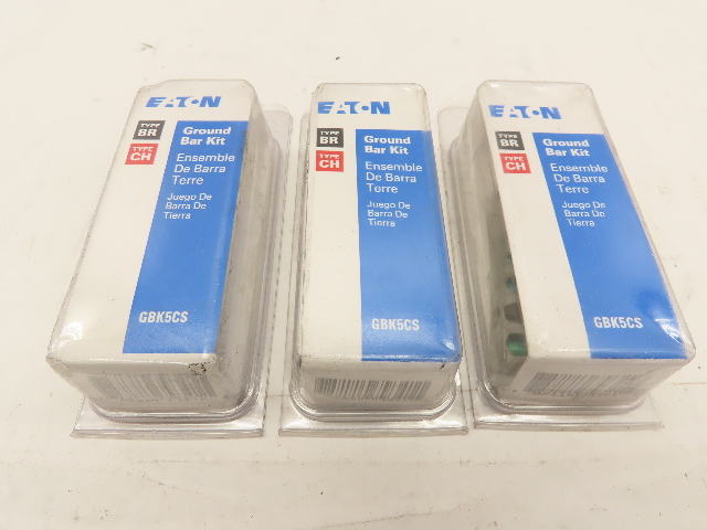 Qty-3 Eaton GBK5CS 5 Terminal Ground Bar kits #2/0 lug  with 5 terminals