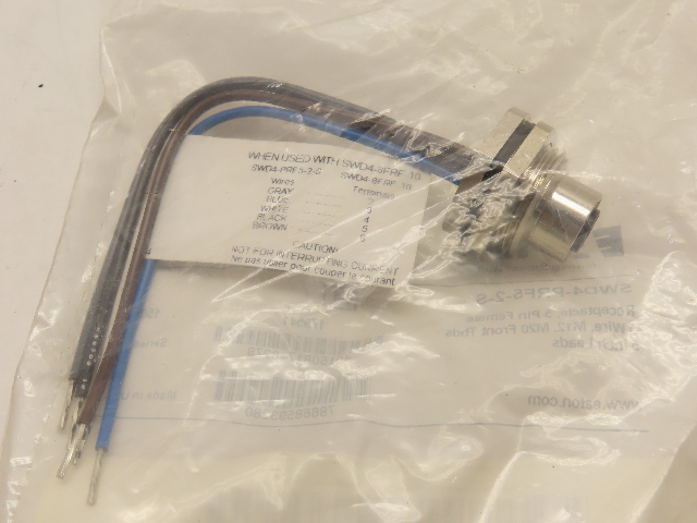 QTY 10 Eaton SWD4-PRF5-2-S Receptacle 5-Pin Female 5 Wire M12 M20 Front Threads