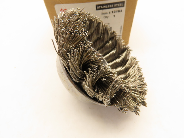 WEILER 3-1/2" Knot .023" SS Stainless Steel Wire Cup Brush 5/8-11 A.H. SRA-3 USA