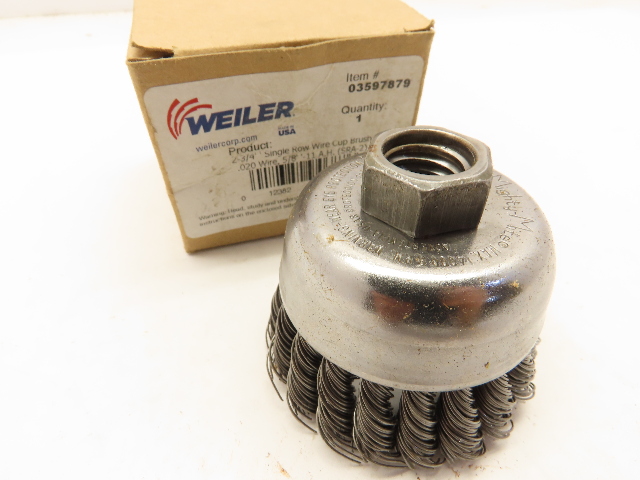 Weiler 13286 94687 Steel 2-3/4" Single Row Knot Wire Cup Brush 5/8"-11 UNC Nut