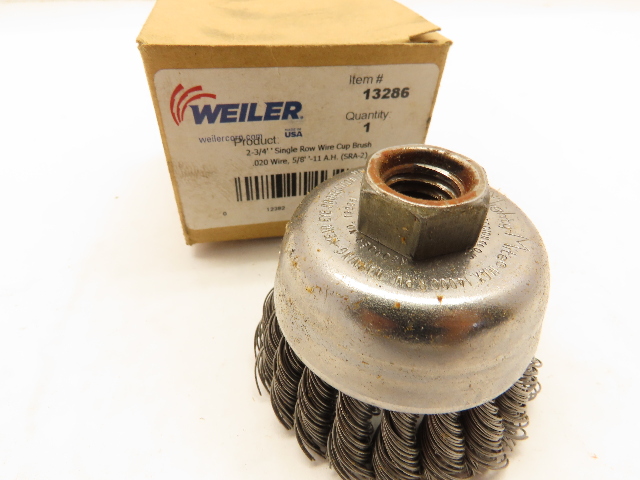 Weiler 13282 13286 Steel 2-3/4" Single Row Knot Wire Cup Brush 5/8"-11 UNC Nut
