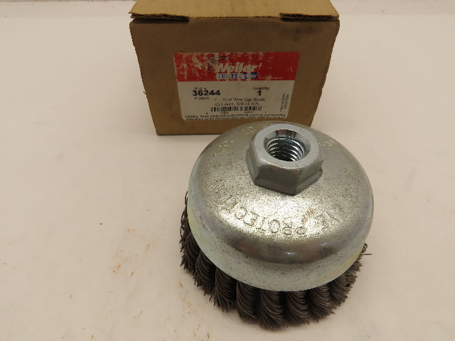Weiler 36244 Wolverine 4 Knot Wire Cup Brush 0.025 Steel Fill 5/8-11 UNC Nut