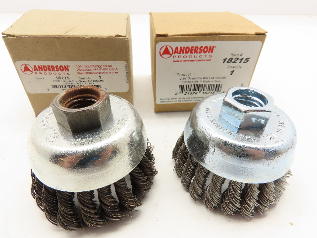 QTY 2 Anderson Product 18215 2 3/4" Hurricane Single Row .020" Wire Cup Brushes