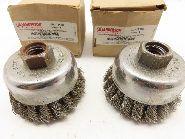 QTY 2 ANDERSON 17165 2 3/4" .020 SS WIRE SINGLE ROW KNOT CUP BRUSHES