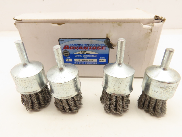QTY 4 Advantage Knot-Type End Steel Wire Brush 1-1/8"Dia .020"