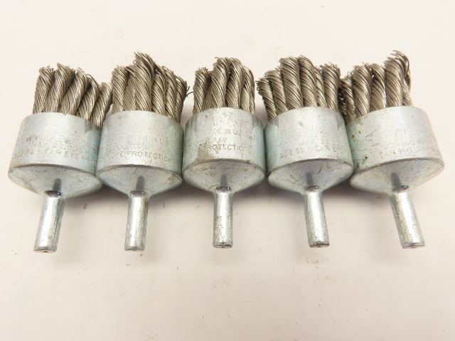 QTY 5 Weiler 10032 1-1/8-Inch Heavy Duty Knot Wire End Brush .020" SS Fill