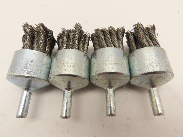 QTY 4 Weiler 10027 1-1/8-Inch Heavy Duty Knot Wire End Brush .014" Steel Fill
