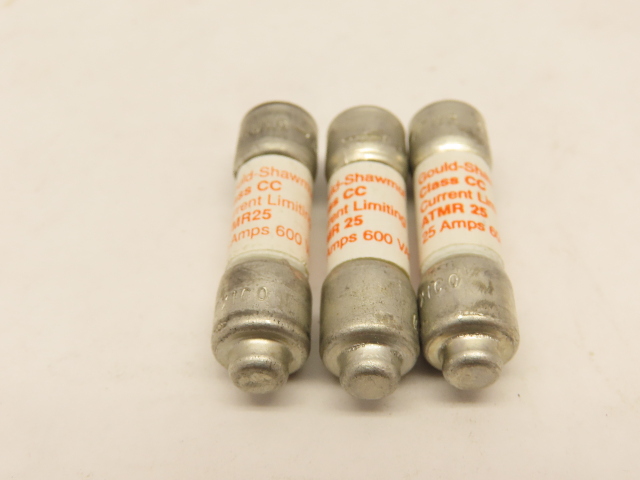 Gould-Shawmut ATMR25 (3 New Fuses) 25 Amp A 600V Class CC ATMR25
