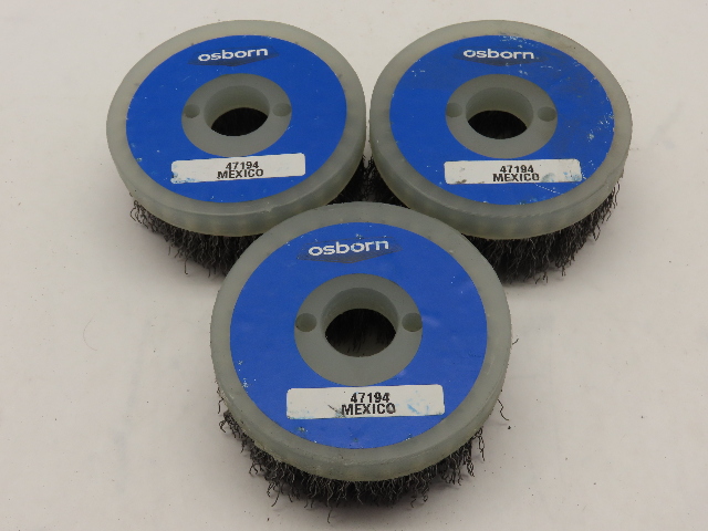 QTY 3 Osborn Cup Brush 3-1/2"Dia 0.014"Dia CR Steel Wire Deburring Brush 4500RPM