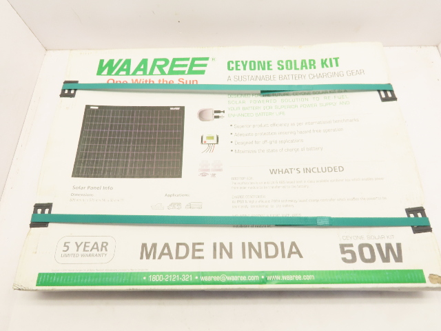 WAAREE WSBC-50 CEYONE SOLAR KIT w/30A CHARGE CONTROLLER 50 Watt SOLAR PANEL KIT