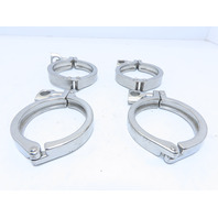 QTY 4 Tri Clover 3" Clamps Stainless Steel 304 Sanitary Pipe Fittings