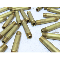 Lot of 25 1/8" NPT MNPT x 2" Long Yellow Brass Pipe Nipple