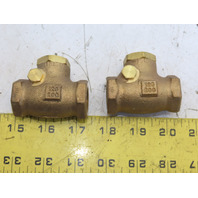 QTY 2 NEW 1/2"NPT Brass 200 WOG Class 125 Swing Check Valve Threaded Made in USA