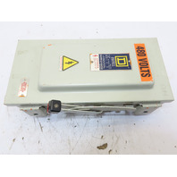 Square D H-362AWK 60A Fusible 3P Safety Disconnect Switch 600V AC/DC Raintight