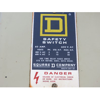 Square D H-362AWK 60A Fusible 3P Safety Disconnect Switch 600V AC/DC Raintight