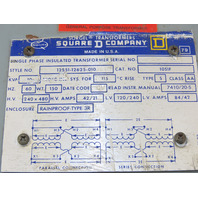 Square D 10S1F 3R Stepdown Power Transformer 10 kVA 1Ph HV 240/480V LV 120/240V