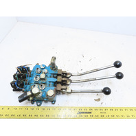 3 Spool Lever Hydraulic Double Acting Control Valve Open Center 3/4-16 ports