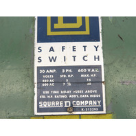 30 Amp 600 Volt Fused Fusible 3P Pole Disconnect Safety Switch