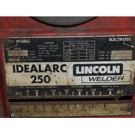 IDEALARC 250 AC DC STICK TOMBSTONE WELDER WITH WHEELS Leads Single Phase Tested