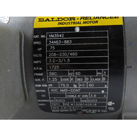Baldor VM3542 34A63-883 3/4 .75HP 208-230/460V 3PH 1725RPM 56C Frame TEFC Motor