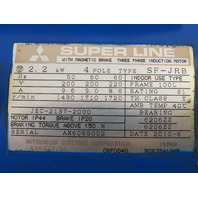 Mitsubishi SF-JRB 2.2KW 220V 3PH 1720RPM 4P 100L Frame Brake Motor