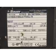 BAUER BG06-31/E06LA4-TF/AMUL-TM .18KW 18.98:1 Ratio 120/240V 1PH Gear Motor