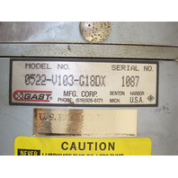 Gast 0522-V103-G18DX Oil-Less Rotary Vacuum Air Pump 115VAC 60Hz 1PH 1/4HP