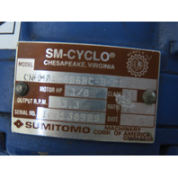 Sumitomo Cyclo CNHM01-6060C-B-21 Gear Drive Gearmotor 1/8HP Motor Ratio 21 83RPM